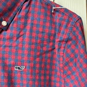 VINEYARD VINES~EUC~Size M 12-14~Boy’s Red/Blue Plaid Button Down Shirt